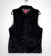 Black Faux Fur Vest L