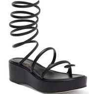 Cult Gaia Alba Black Strappy Coil Platform Wedge Sandals Size 37