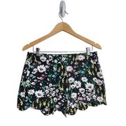 Crown & Ivy Shorts Womens Scalloped Black Floral Size 4