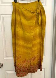 Allison & Kelly Vintage Silk Wrap Women’s Skirt size 14 midi maxi printed boho