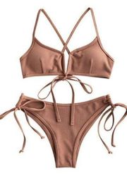 Zaful NWT  Two Pieces Ribbed Padded Bikini