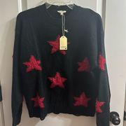 BNWT Jodifl Black & Red Fuzzy Star Sweater