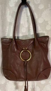 The Sak Pink Label Brown Pebble Leather Tote Carry all Shopper Shoulder Bag
