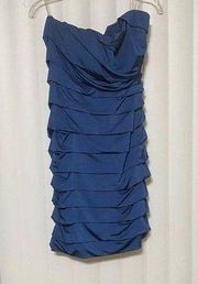 Speechless strapless blue rusched dress