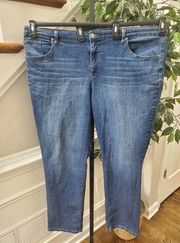 New Direction Women's Denim Blue Cotton Mid Rise Curvy Capri Jeans Pants Size 22