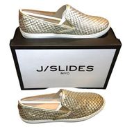NWT J/Slides NYC Gold Calina Woven Slip On Shoes Size 6