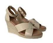 Alex Marie Leather Cross Band Espadrille Wedge Sandal NEW