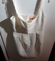 CYNTHIA Steffe size 8 sleeveless dress white with silver threaded print zipper