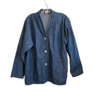 Vintage Orvis Denim Chore Jacket Women Size Large Jean Cotton Casual Utility