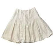 Akris cream striped a-line midi skirt size 8