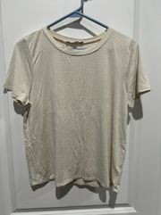 Green Envelope Cream T-Shirt with tan stripes, Sz L