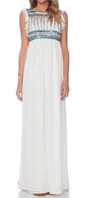 Tularosa embellished beaded stella off white sleeveless maxi dress wedding guest