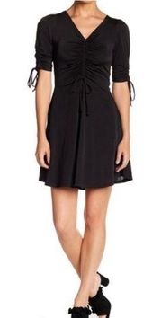 Abound NWT Ruched Front Sleeves Mini LBD Dress Classic Basic Black Juniors Sz XS