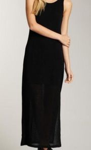 Walter Baker Black Tank Maxi Dress MEDIUM Slub Knit Minimalist Quiet Luxury W118