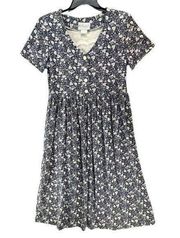 Vintage Ms Conduct Womens Floral Dress Sz 8 Blue White  Lace Buttons Cottage USA