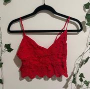 Stradivarius Red Lace Crop Top Size M
