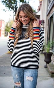 STRIPED TURTLENECK SWEATER- size S-M