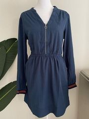 Women’s Tunic Dress Navy Blue Size Medium Long Sleeve Dress Zipper