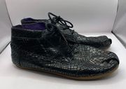 Black Snakeskin Pattern Laced TOMS Ankle Boots Woman's 9.5