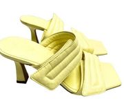 Abound Shoes Womens Size 7.5 Qarly Heeled Yellow Square Toe Slip On Sandals