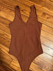 Brown v-neck Bodysuit