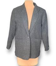 Vintage Hunt Club Jacket Oversized Gray One Button Merino Wool Blazer Petite