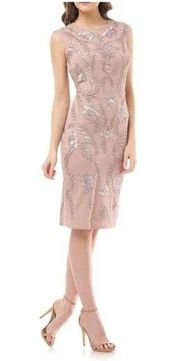 JS Collections Blush Dori Embroidered Cocktail Dress Women's Size 4 New