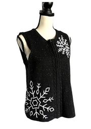 Vintage snowflake confetti, Breckenridge woolen sweater zip vest. Size PS