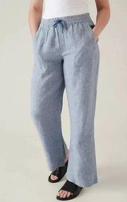 NWT Athleta Retreat Linen Wide Leg Pant  Chambray Blue Summer Pants  100% Linen