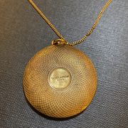 Saint Laurent Guilloché Medallion Pendant Necklace in metal