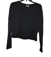 Open Front Curved Hem Cardigan Black One Size