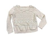 Moth Anthropologie Sweater cropped chunky knit cotton wool ivory sz M