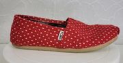 Toms  Womens Shoes Size 7.5 Red White Polka Dots Closed Toe Comfy Slip On Flats