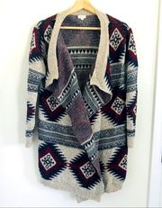 Debut Tribal southwestern style boho aztec print‎ cardigan sweater M