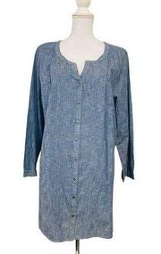 J. Jill Women’s XL Denim Chambray Button Up Casual Long Sleeve Longline Dress