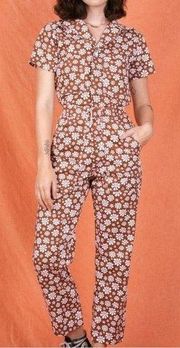 Big Bud Press Lazy Daisy Short Sleeve Jumpsuit In Fudgesicle Brown Size XS