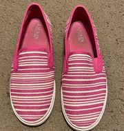 Womens LRL Lauren Ralph Lauren Janis Pink White Stripe Canvas Flats Size 10B