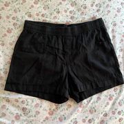 Old Navy Black Pull On Shorts Linen Blend High Waisted Stretchy Large