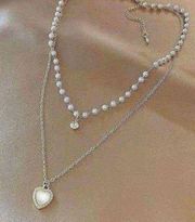 Love Pendant Double Collar Chain Necklace 