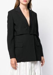 women’s black Tiered Twill blazer jacket size 4 small