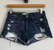 Lovers + Friends Jack High Rise Denim Shorts with Distressing. Size 24