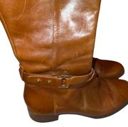 Louise et Cie Vivaldi brown leather tall boots with low heel and side zipper 9B
