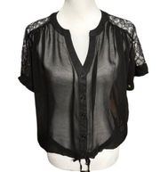 Black Sheer Short Sleeve Blouse Sz M