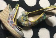 Floral Retro Style Espadrille Bow Platforms