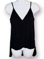 Philosophy High Low Surplice Neck Wrap Tank Top Black XS