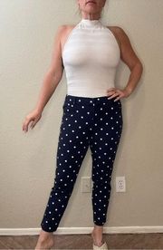 NWOT Old Navy Pixie Ankle Pant. Blue and white polka dots. Size 10, in seam 23.5