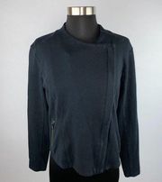 Halogen Black Off Center Zippered Blazer Jacket L