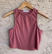 Women’s Mauve Pink Ribbed Racerback Cropped Tank Top Large