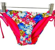 Abercrombie & Fitch Pink Blue Floral Tie Bikini Bottoms Size Small