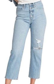 Vintage Straight Button fly Distressed Cropped Jeans